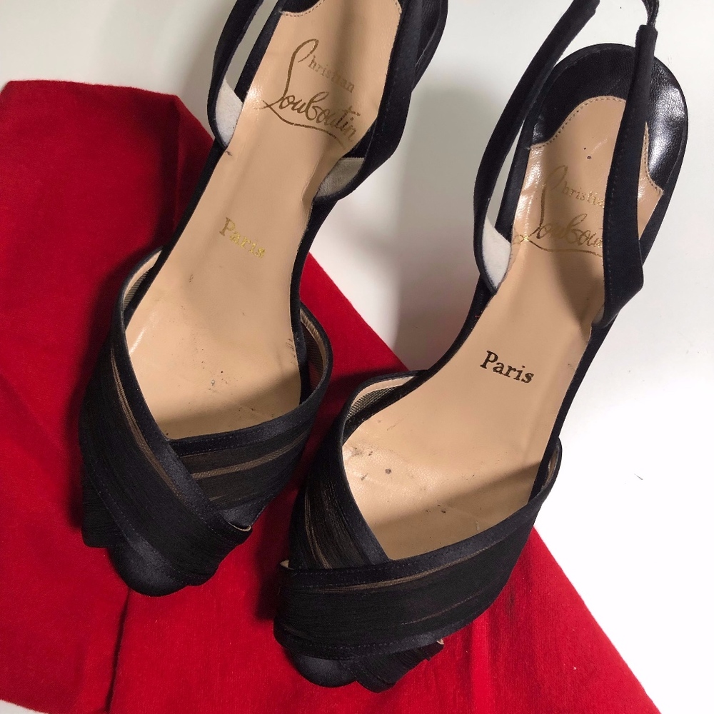 Christian Louboutin Satin + Chiffon 2 inch Heels